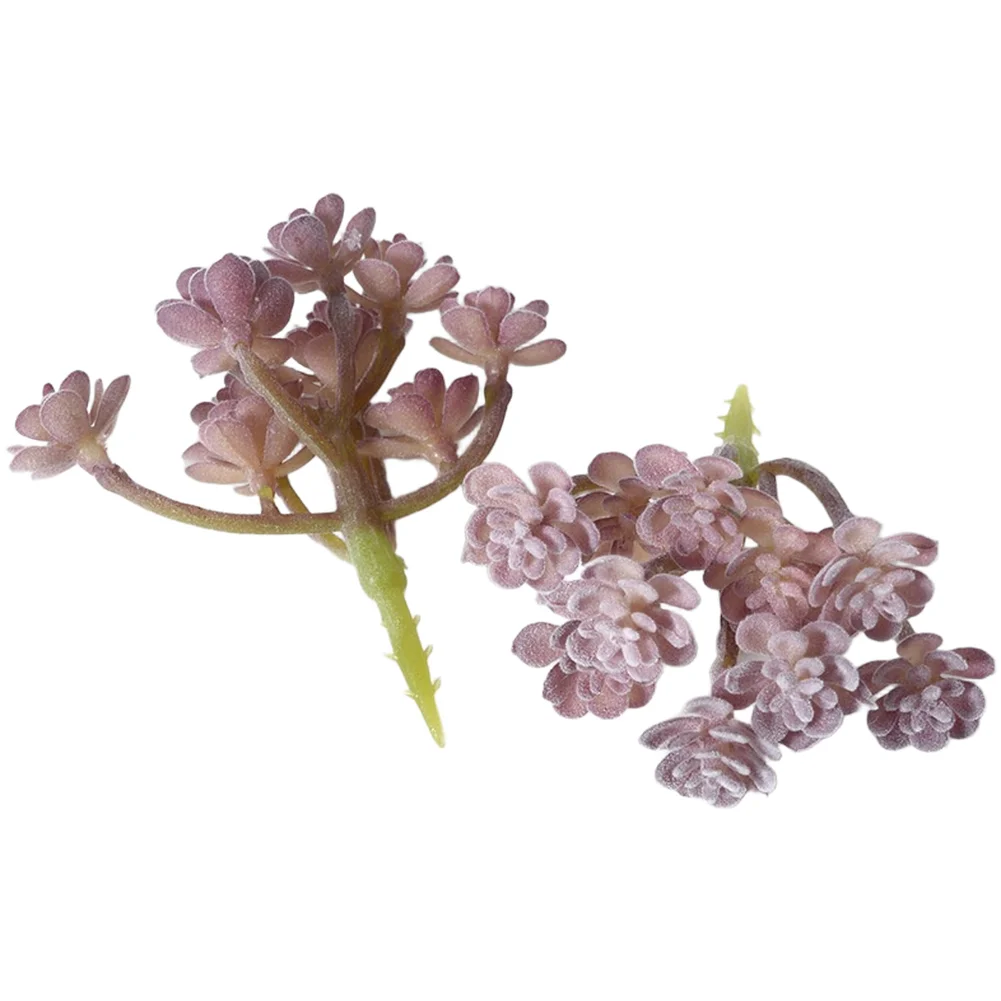 Succulent Arrangement Mini - พืชประดิษฐ์ PVC สีม่วงแบบฟล็อก สำหรับตกแต่งพื้นที่ขนาดเล็ก สำหรับจัดวางในกระถางขนาดเล็ก ตกแต่งบ้าน