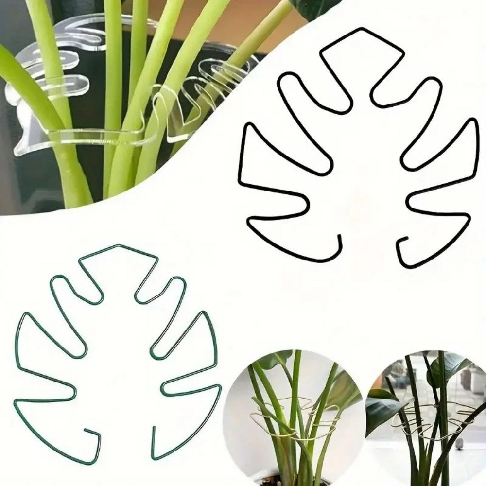 Variegated Monstera Node - ขาตั้งต้นไม้ขนาดใหญ่ 1 ชิ้น พร้อมคลิปหนีบต้นไม้ในร่ม ตะขอเหล็ก เหมาะสำหรับตกแต่งกระถางต้นไม้